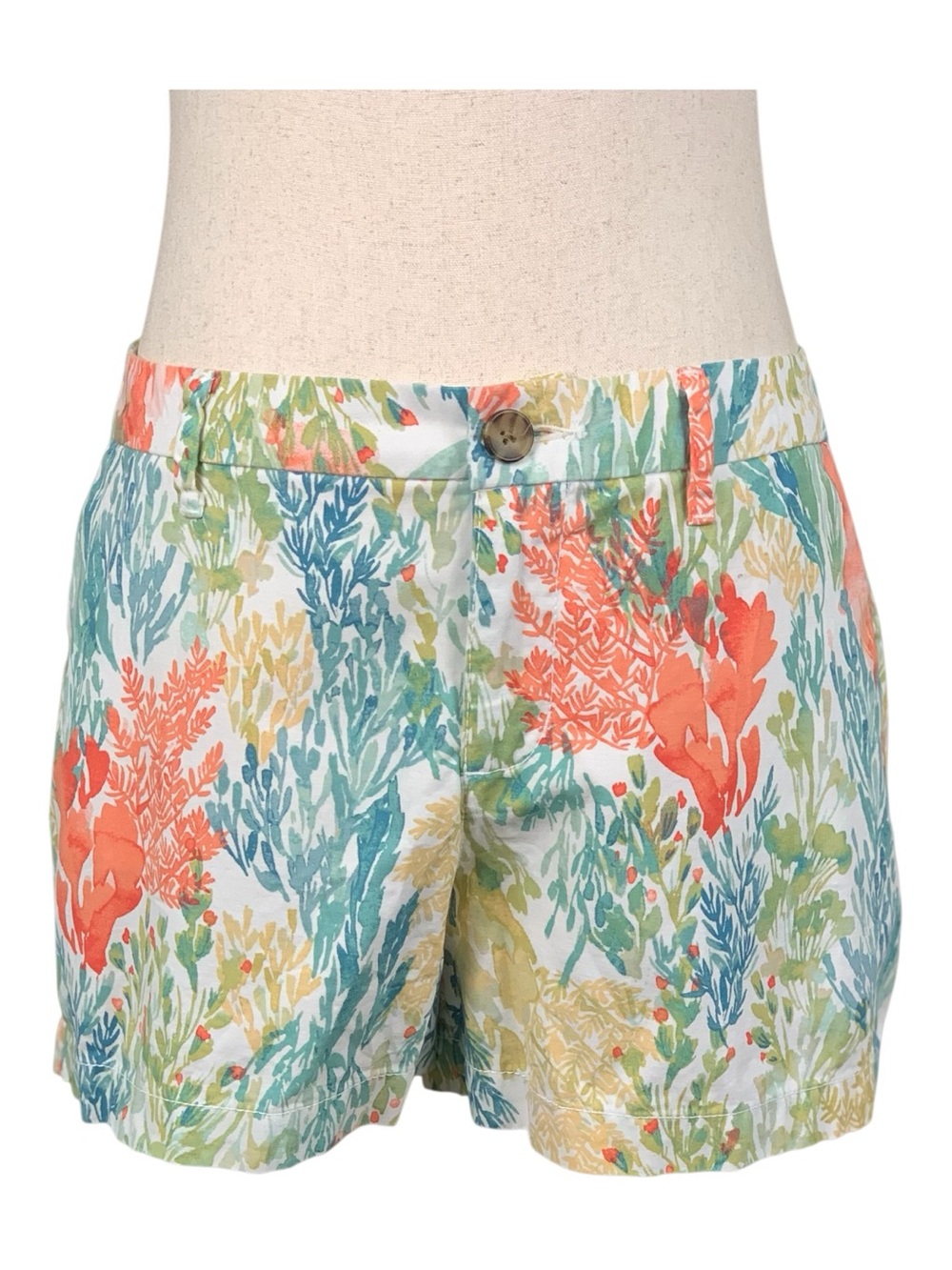 Old Navy Floral Tropical Coral Reef Print Everyday Cotton Shorts Beach Size 4